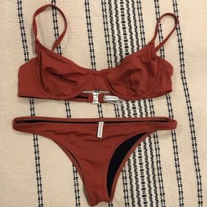 SOLID AND STRIPED Eva Bikini in Riad Clay